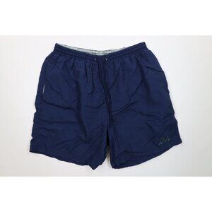 Vintage 90s Streetwear Mens Large Faded Lined Running Jogging Soccer Shorts Blue